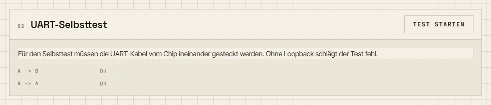 Geräteinfo und UART-Selbsttest im Mi6 Pro Web-Updater