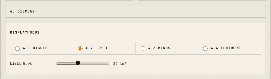 Displayeinstellungen im Mi6 Pro Web-Updater